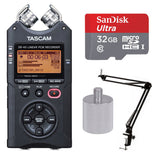 Tascam DR-40 Handheld 4-Track Recorder with Boom Arm/Adapter and 32GB microSD