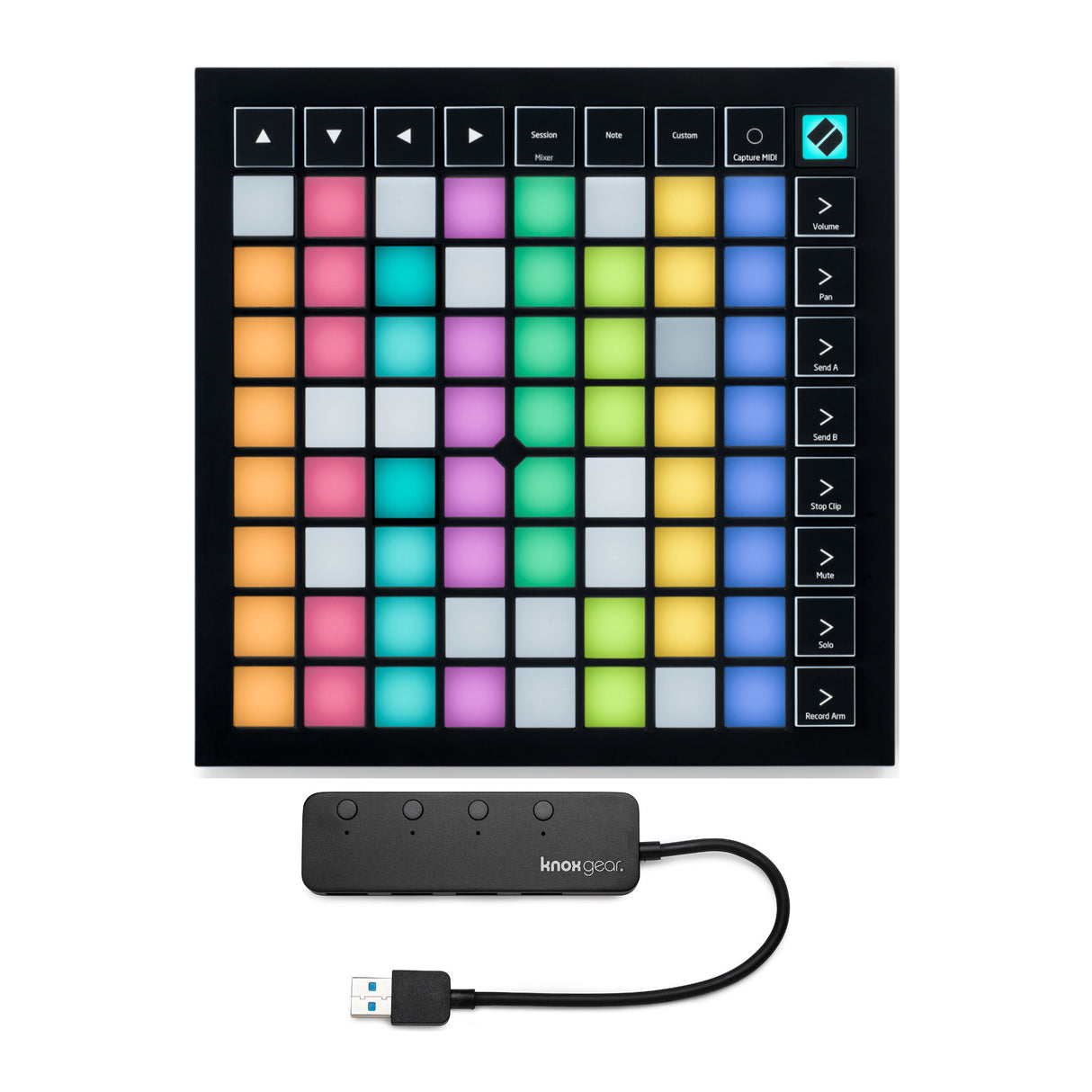Novation Launchpad X Grid Controller for Ableton Live w/ Knox 3.0 4 Port USB HUB