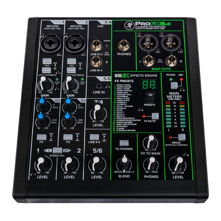 Mackie ProFX6v3 6-Channel Professional Effects Mixer Podcast Bundle