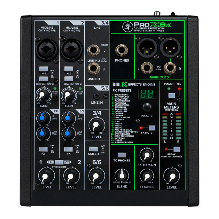 Mackie ProFX6v3 6-Channel Professional Effects Mixer Podcast Bundle