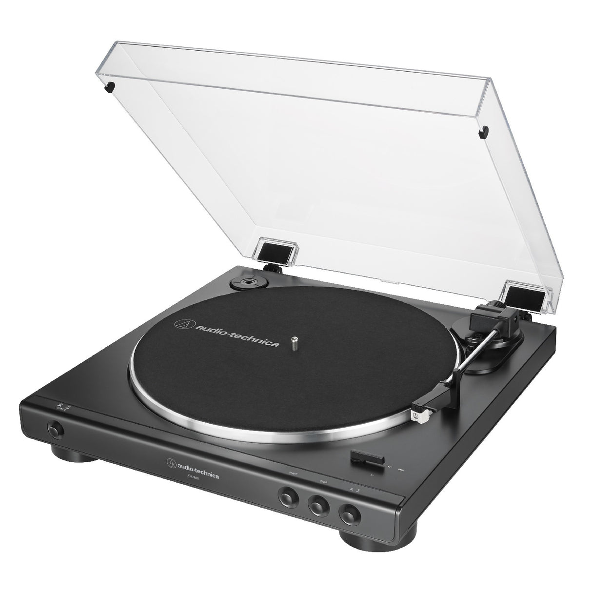 Audio-Technica AT-LP60X Turntable (Black) with Powered Studio Monitors Pair