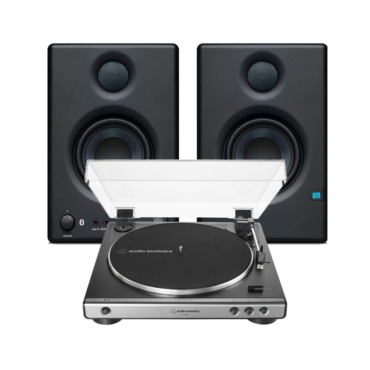 Audio-Technica AT-LP60X Stereo Turntable with PreSonus Eris Monitor Speakers - 1