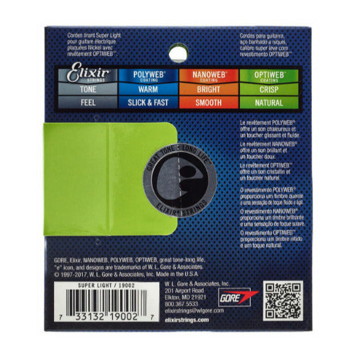 Elixir 19002 NPS Electric Guitar Strings with Optiweb. Super Light 9-42