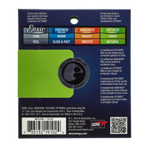 Elixir 19102 NPS Electric Guitar Strings with Optiweb. Medium 11-49