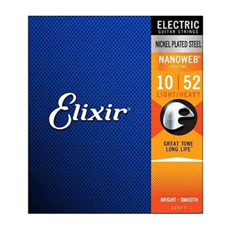Elixir 12077 NPS Electric Guitar Strings with Nanoweb. Light Heavy 10-52