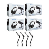 Zoom ZDM-1 4-Person Podcast Microphone Pack Accessory Bundle & Four Boom Arm