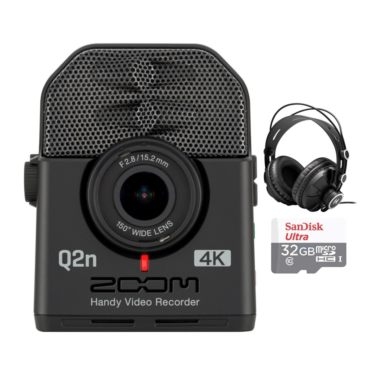 Zoom Q2n-4K Handy Video Recorder Bundle with Headphones and 32GB microSDHC Card