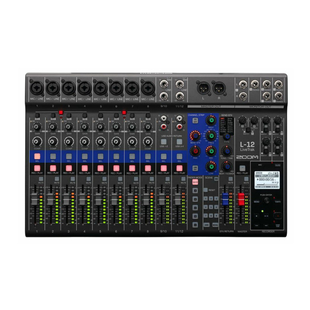 Zoom LiveTrak L 12 12 Channel Digital Mixer and Multitrack Recorder Bundle