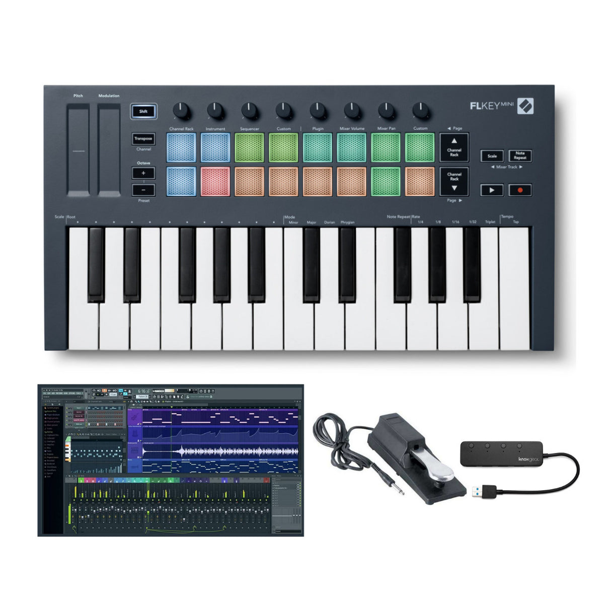Novation FLkey Mini 25-Key MIDI Keyboard Controller for FL Studio Bundle