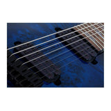Schecter Omen Elite-7 7-String Electric Guitar (See-Thru Blue Burst) Bundle