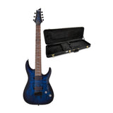 Schecter Omen Elite-7 7-String Electric Guitar (See-Thru Blue Burst) Bundle