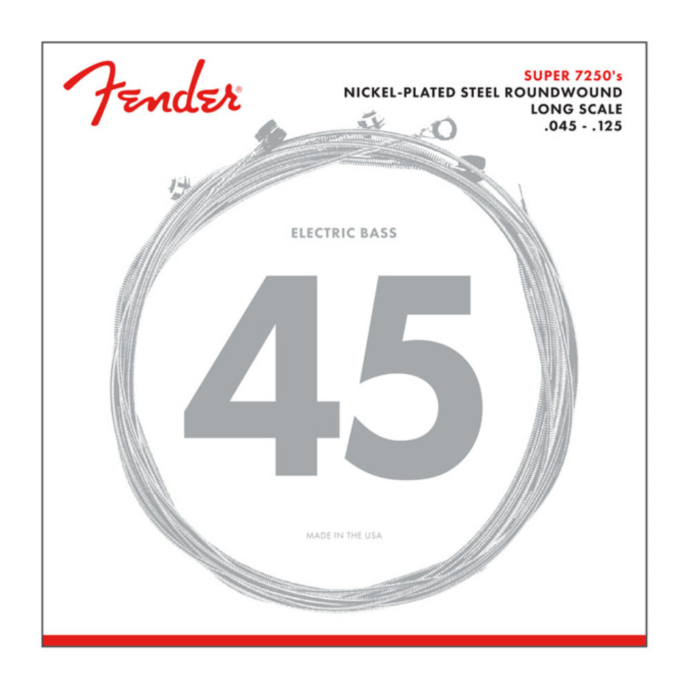 Fender 7250 Nickel-Plated Steel Bass Strings, 7250-5M .045-.125 Gauges, (5)