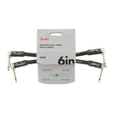 Fender Professional Series Instrument Cables, 2-Pack, Angle/Angle, 6-in (Black)
