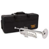 Silber & Co. Bb Trumpet (Silver) with 3 Piston Valves and Carrying Case