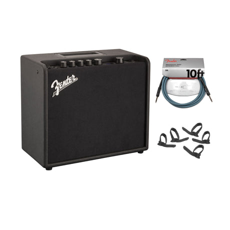 Fender Mustang LT25 120V Guitar Amplifier Bundle with 10-Feet Instrument Cable & Ties - 1