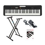 Casio Casiotone 61-Key Portable Keyboard (Black) with Stand, Pedal and Book