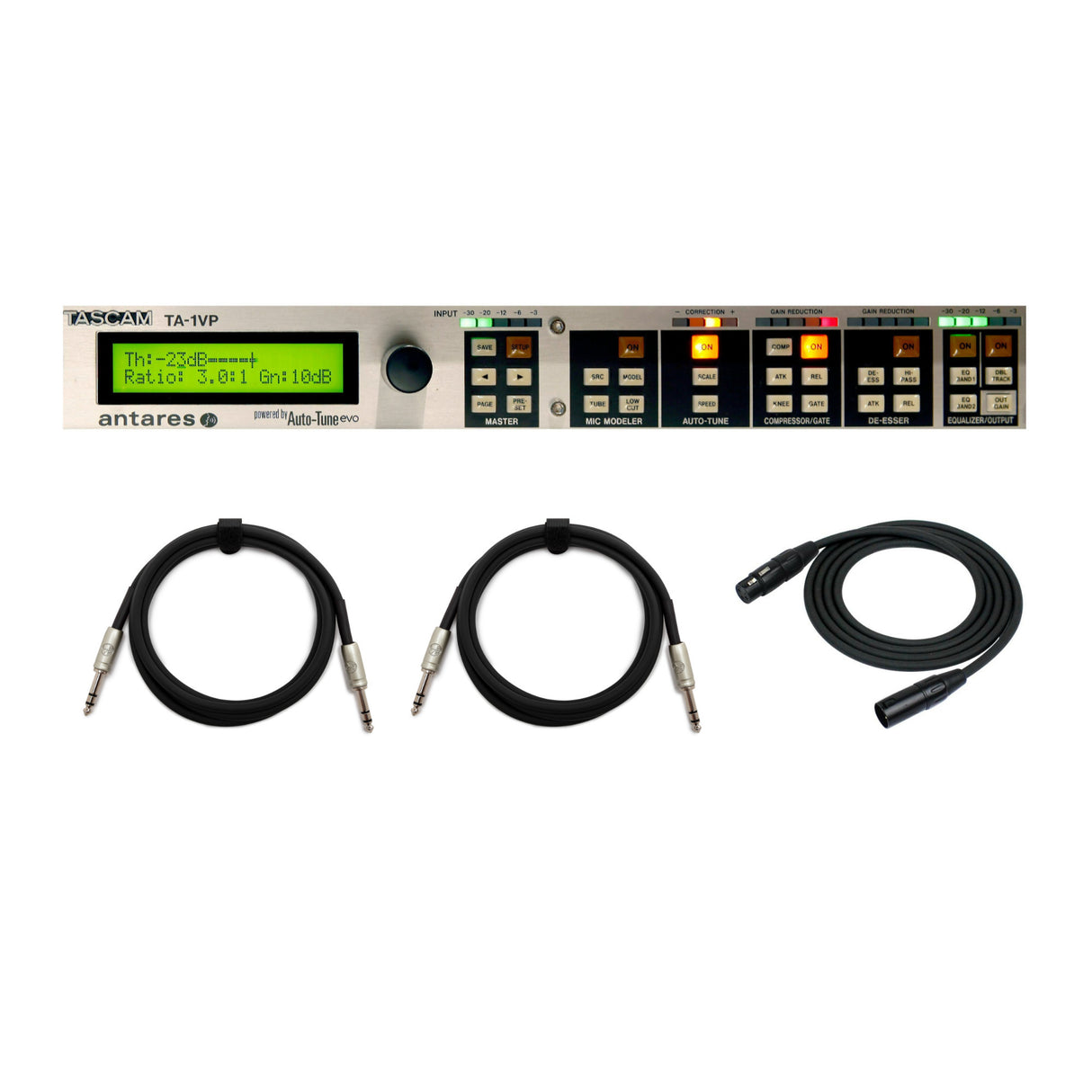 Tascam Vocal Processor with XLR male to Female and 1/4 TRS Cable Bundle
