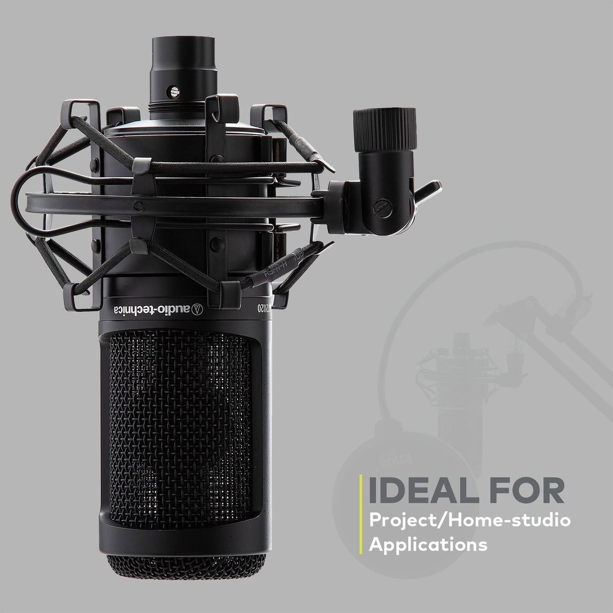 Audio-Technica AT2020 Microphone with Filter, Boom Arm, Cable and Shock Mount