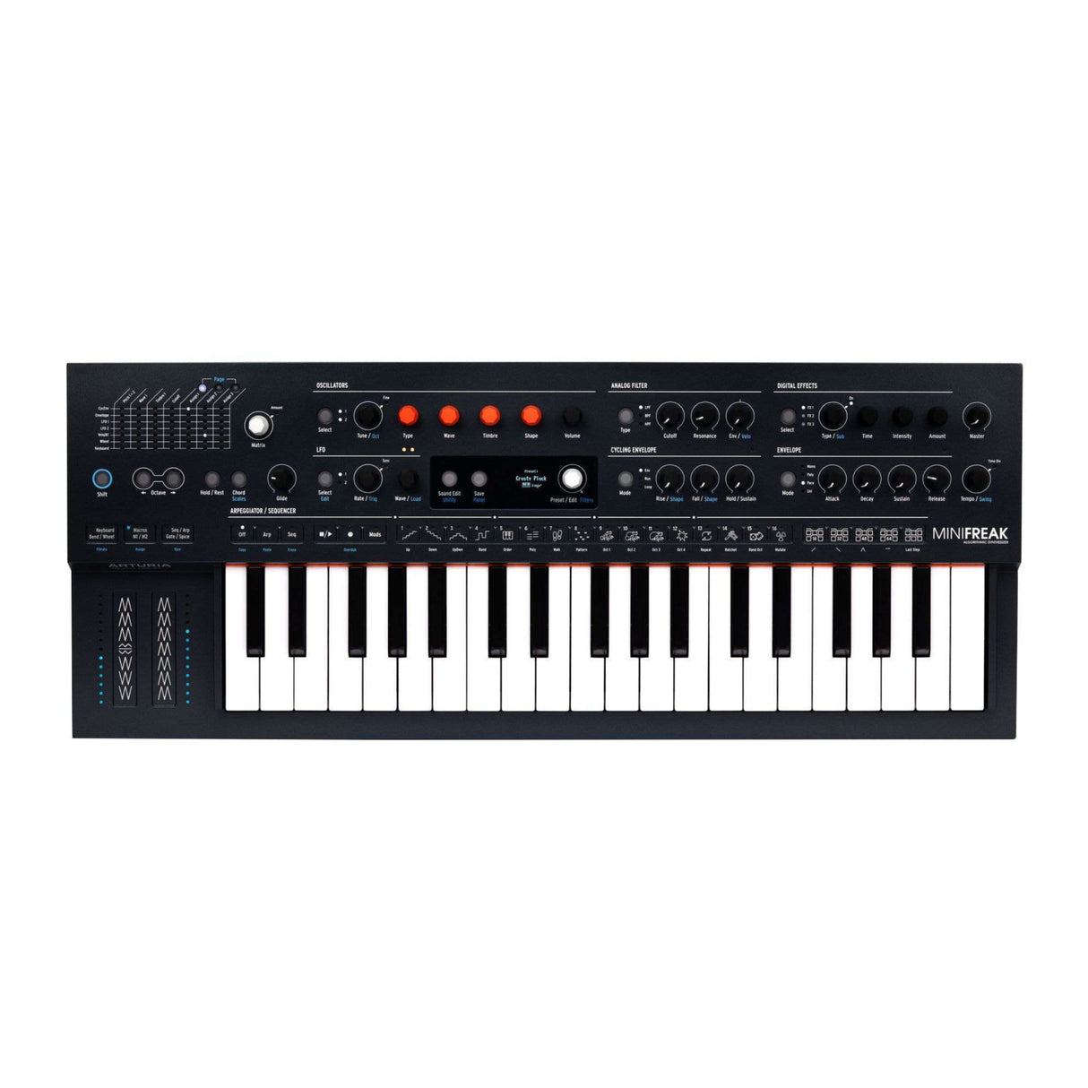 Arturia MiniFreak 37-Key Hybrid Synthesizer with Headphones, Pedal, and Cables