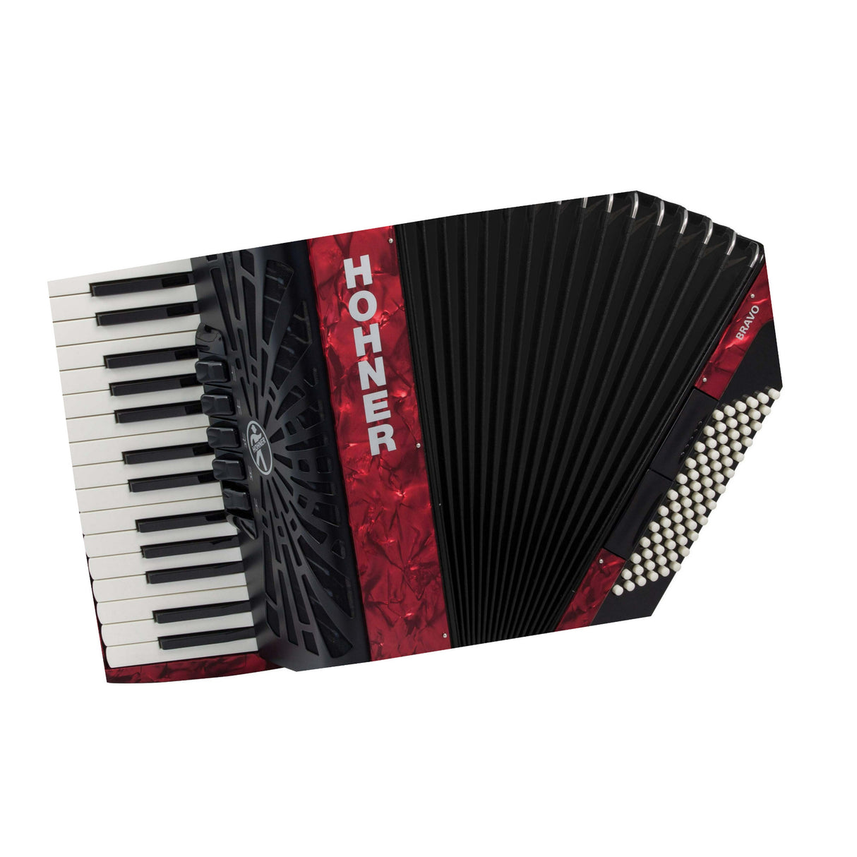 Hohner Bravo III 96 Chromatic Piano Key Accordion (Pearl Red)