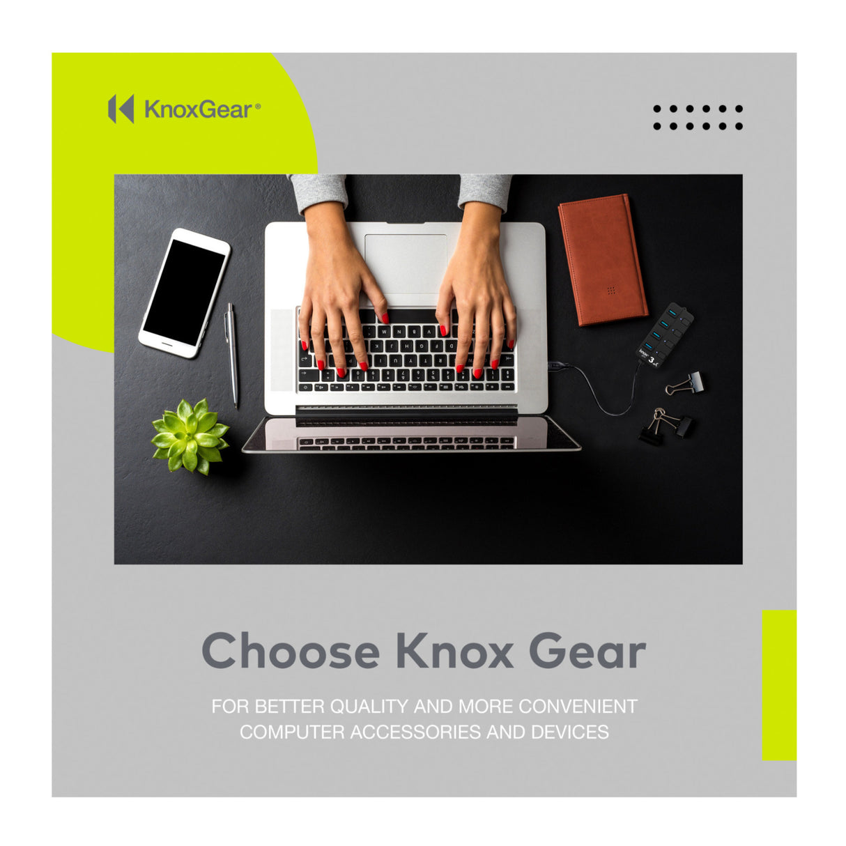 Knox Gear 4 Port 3.0 USB Hub with Individual Switches and LED Lights