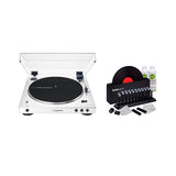 Audio-Technica AT-LP60XBT-WW Bluetooth Turntable (White) with Vinyl Care Kit