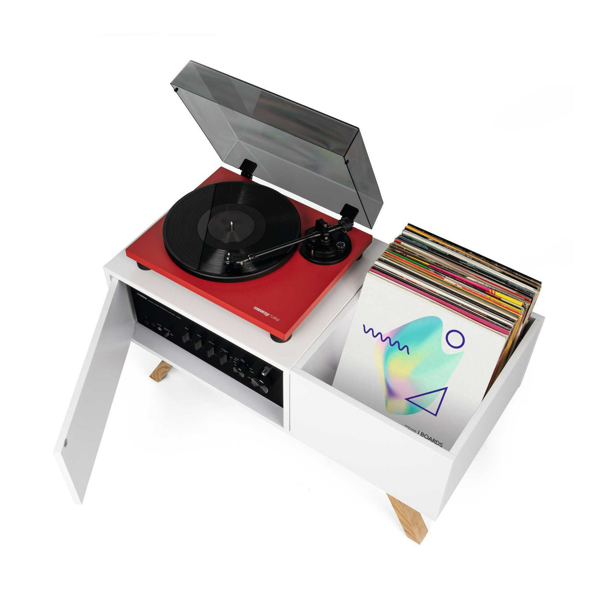 Glorious Turntable Lowboard, Solid Ashwood with Shock-Absorbent Rubber Feet