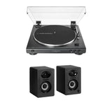 Audio-Technica ATLP60X Turntable (Black) Bundle with Bluetooth Monitors - Pair
