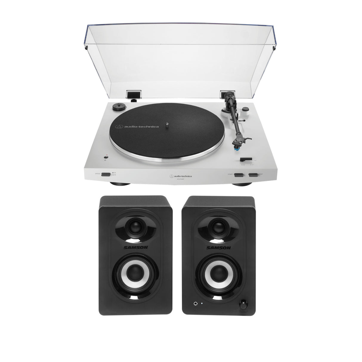 Audio Technica AT-LP3xBT Automatic Wireless Belt-Drive Turntable (White) Bundle