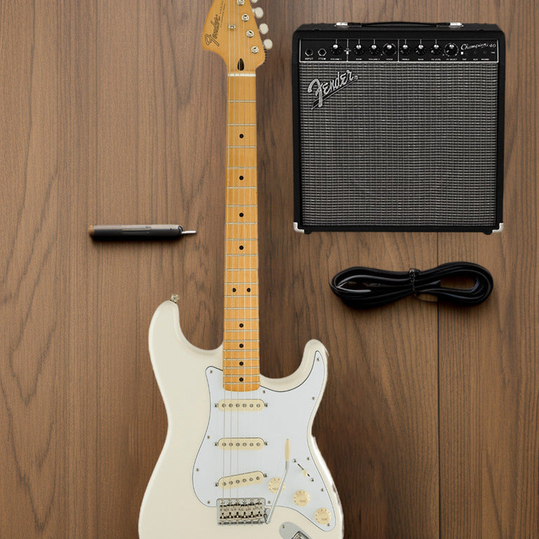 Fender Jimi Hendrix Stratocaster 6-String Electric Guitar (Olympic White)