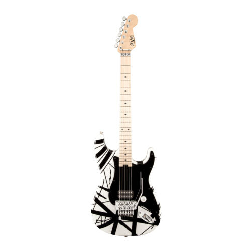 EVH Striped Series 6-String Electric Guitar (White with Black Stripes)