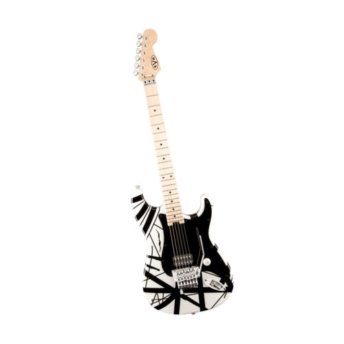 EVH Striped Series 6-String Electric Guitar (White with Black Stripes)