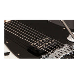 EVH Striped Series 6-String Electric Guitar (White with Black Stripes)
