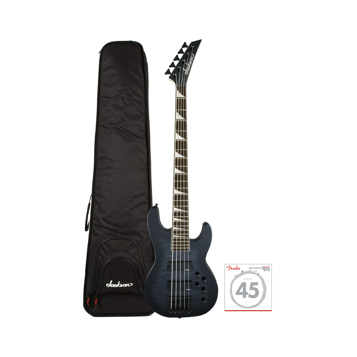 Jackson JS Series JS3VQ 5-String Electric Guitar (Black) w/Gig Bag and Strings