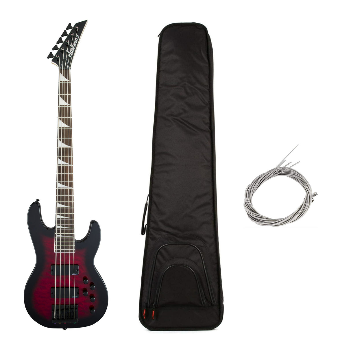 Jackson JS Series JS3VQ 5-String Electric Guitar (Red) with Bag and Strings