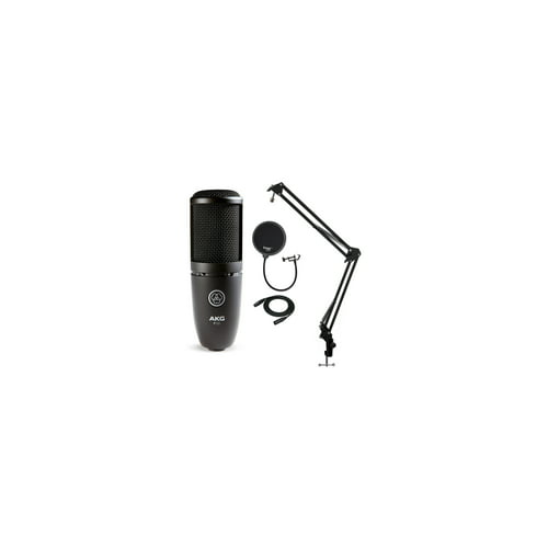 AKG P120 High Performance Recording Microphone with Pop Filter & Boom Arm Bundle