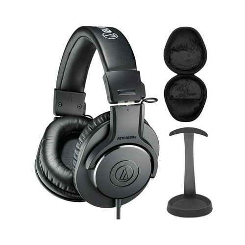 Audio-Technica ATH-M20X Studio Headphones (Black) with Knox Gear Stand and Case