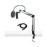 Audio-Technica AT2020 Condenser Studio Microphone with Knox Filter and Boom Arm