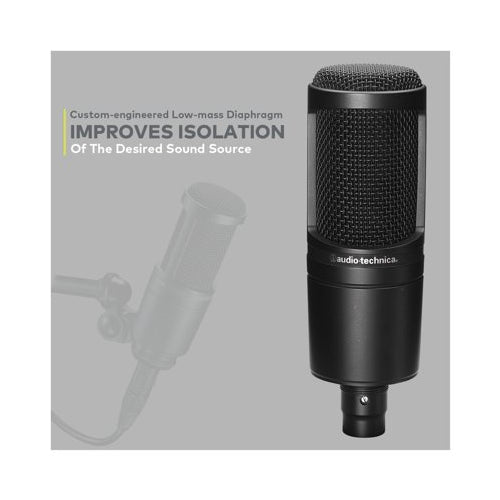 Audio-Technica AT2020 Condenser Studio Microphone with Knox Filter and Boom Arm