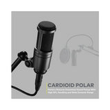 Audio-Technica AT2020 Condenser Studio Microphone with Knox Filter and Boom Arm