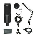 Audio-Technica AT2020 Microphone with Filter, Boom Arm, Cable and Shock Mount