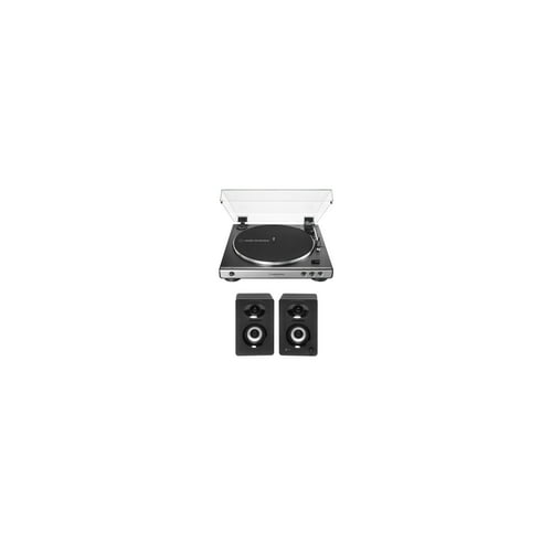 Audio-Technica AT-LP60X-GM Turntable (Gunmetal) with Bluetooth Monitors - Pair