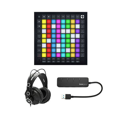 Novation Launchpad Pro MK3 with Over-Ear Headphones & Knox 3.0 4 Port USB Hub