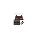 Audio-Technica AT-LP60X Bluetooth Turntable (Red) Bundle with Bluetooth Monitors