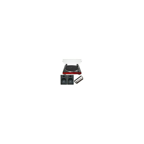 Audio-Technica AT-LP60X Bluetooth Turntable (Red) Bundle with Bluetooth Monitors