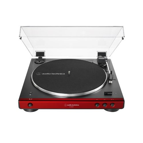 Audio-Technica AT-LP60X Bluetooth Turntable (Red) Bundle with Bluetooth Monitors