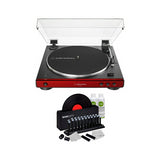 Audio-Technica AT-LP60XBT Bluetooth Turntable (Red) with Knox Vinyl Cleaning Kit