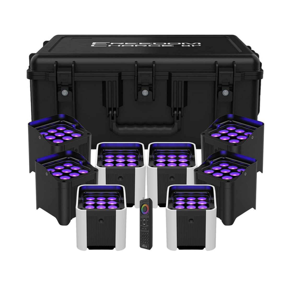 Chauvet DJ Freedom Par H9 IP Wireless LED Lights, 8 Pack, Charging Cases, White
