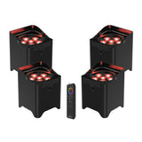 Chauvet DJ Freedom Par T6 Battery-Operated Tri-Color LED Lights Bundle (4-Pack)