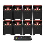 Chauvet DJ Freedom Par T6 Battery-Operated Tri-Color LED Lights Bundle (8-Pack)